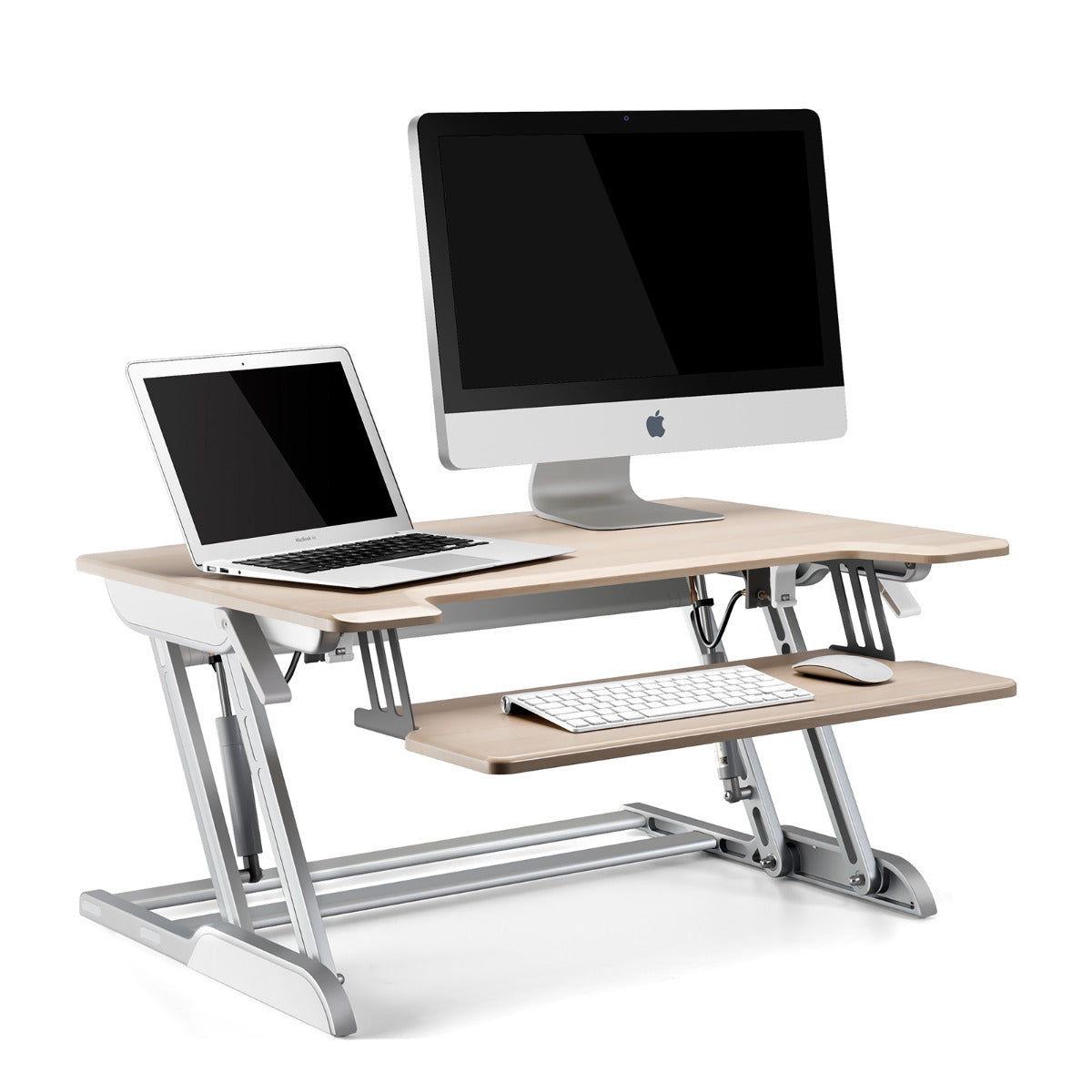 Wergon Winston Justerbar Ergonomisk Hæve Sænke Desk Riser Til Bord Arbejdsplads Lys Bøg