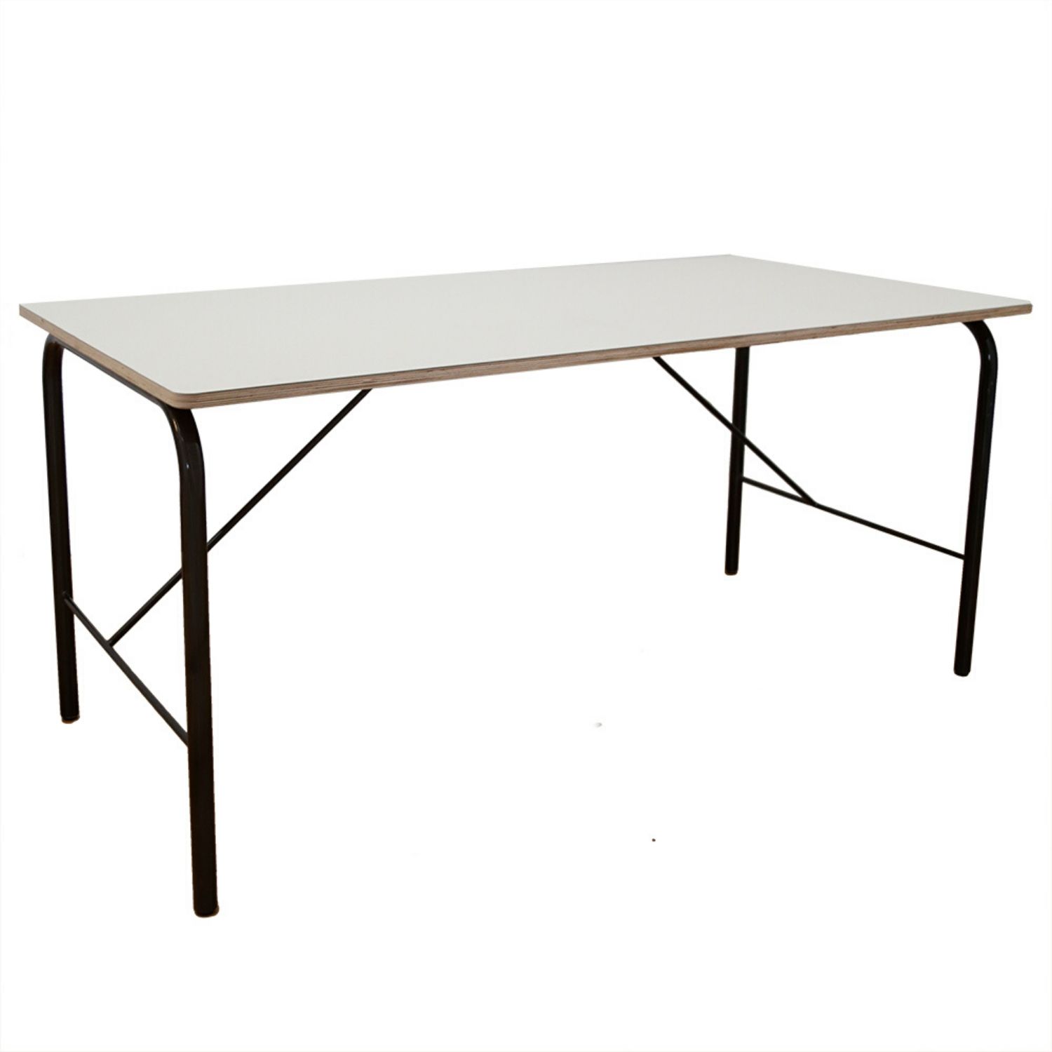 Monograph Bord Krydsfiner Off Hvid Linolium Lakeret Metalben