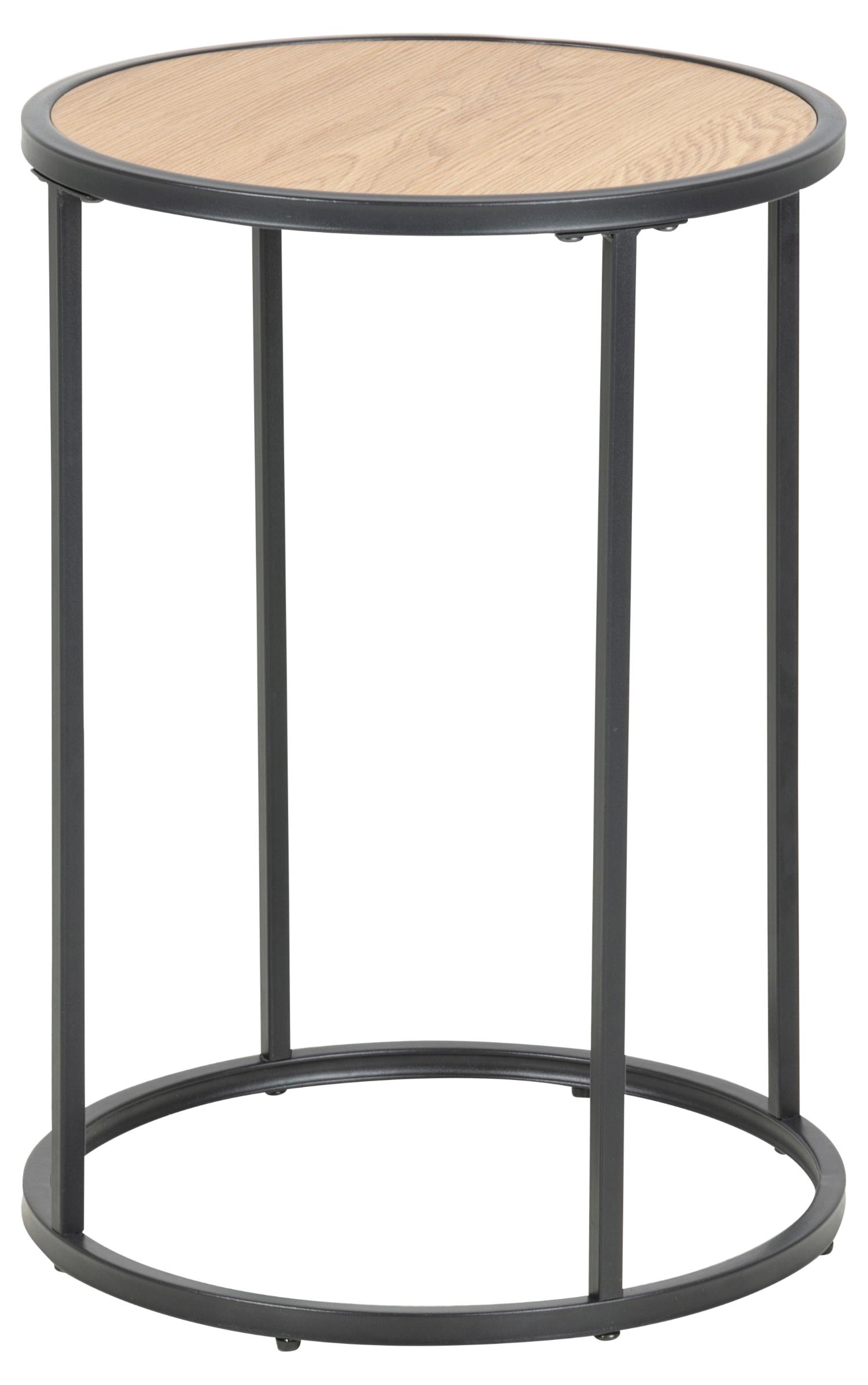 Act Nordic Seaford Hjørnebord Rund Natur Vild Papir Sort Metal Ø40